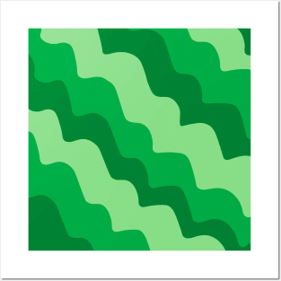 Green wavy ocean waves gradient Posters and Art